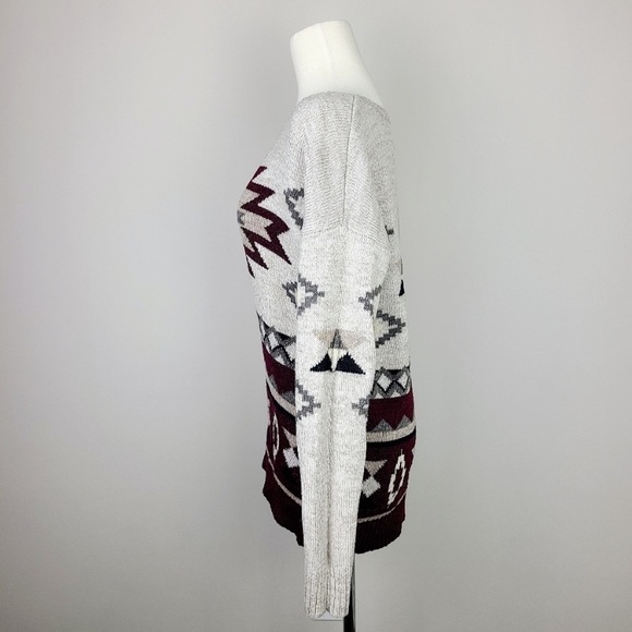 American Eagle Outfitters Aztec Print Wool Blend Crewneck Sweater Medium - Picture 6 of 13